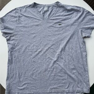 Lacoste Men's Light Gray V-Neck Tee size 8